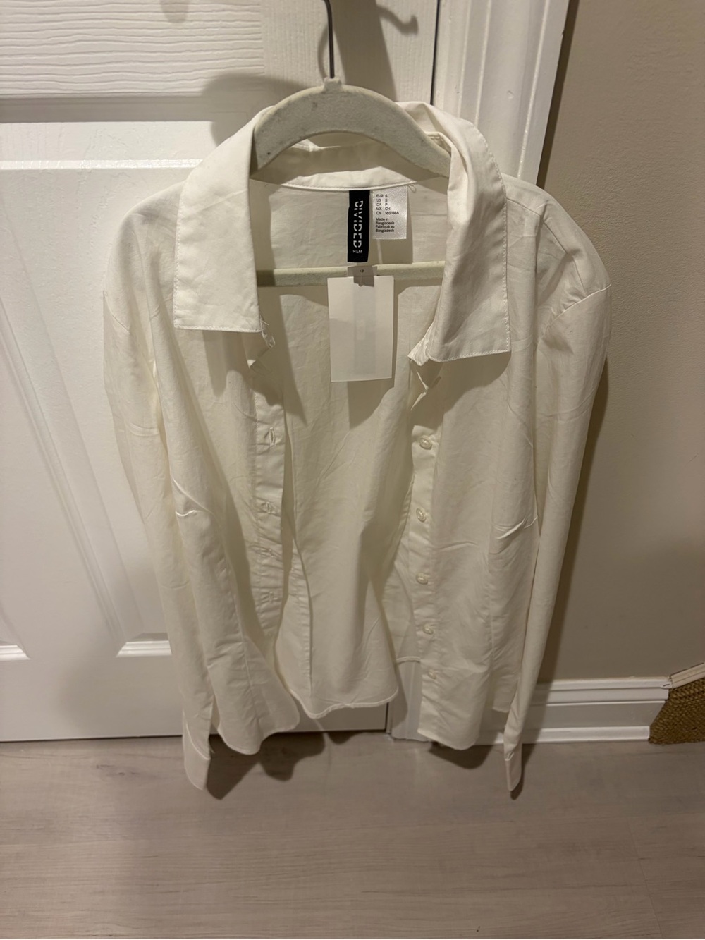 H&M White Lightweight Button-Up Shirt Jacket
